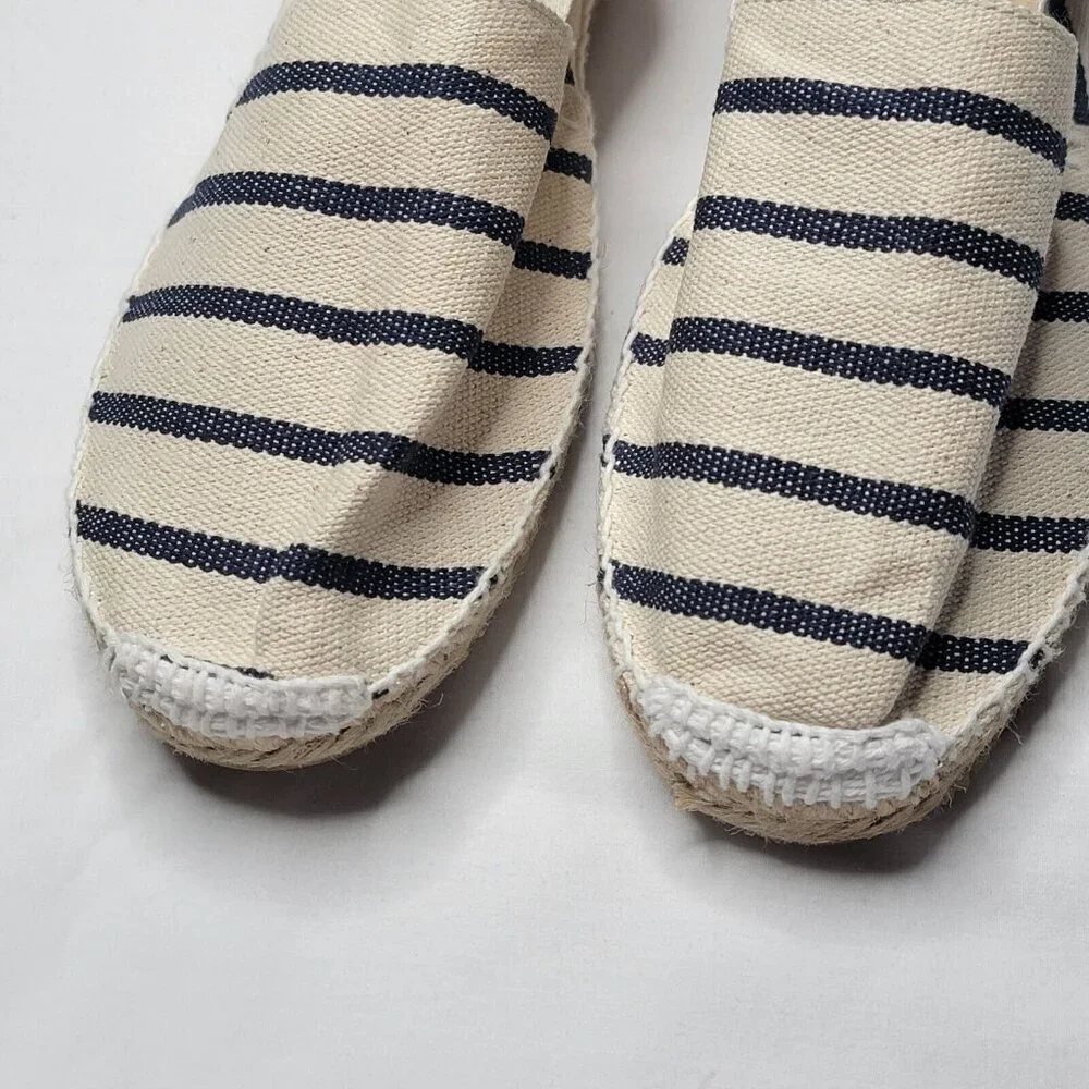 2 Espadrilles From Barcelona Artisanal Handmade Nautical Stripe Flats Size EU 40